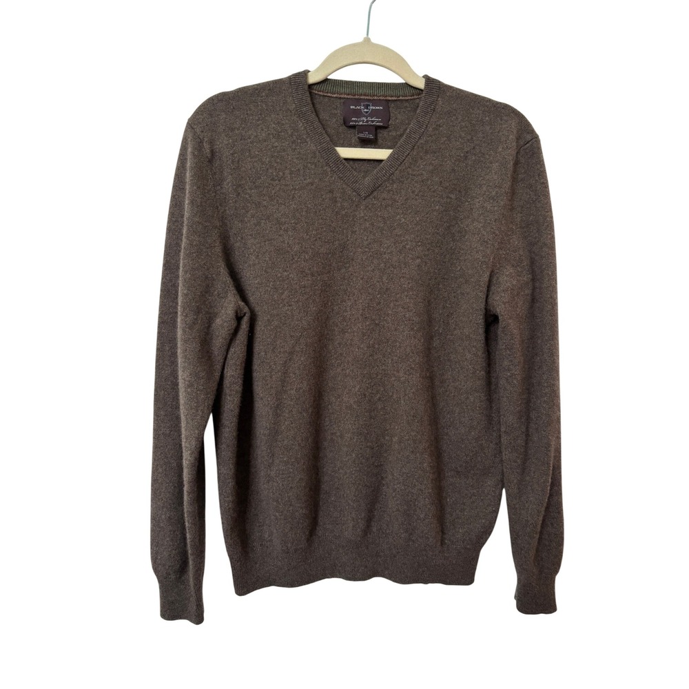 Black Brown 1826 Mens Brown 100% 2-Ply Cashmere V-Neck Sweater Size L